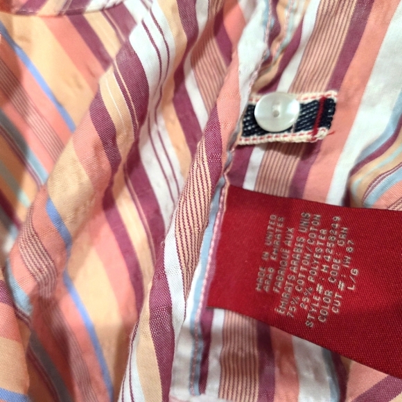 Guess Men's Pink Striped Casual Shirt Size L New No Tag - Picture 10 of 10